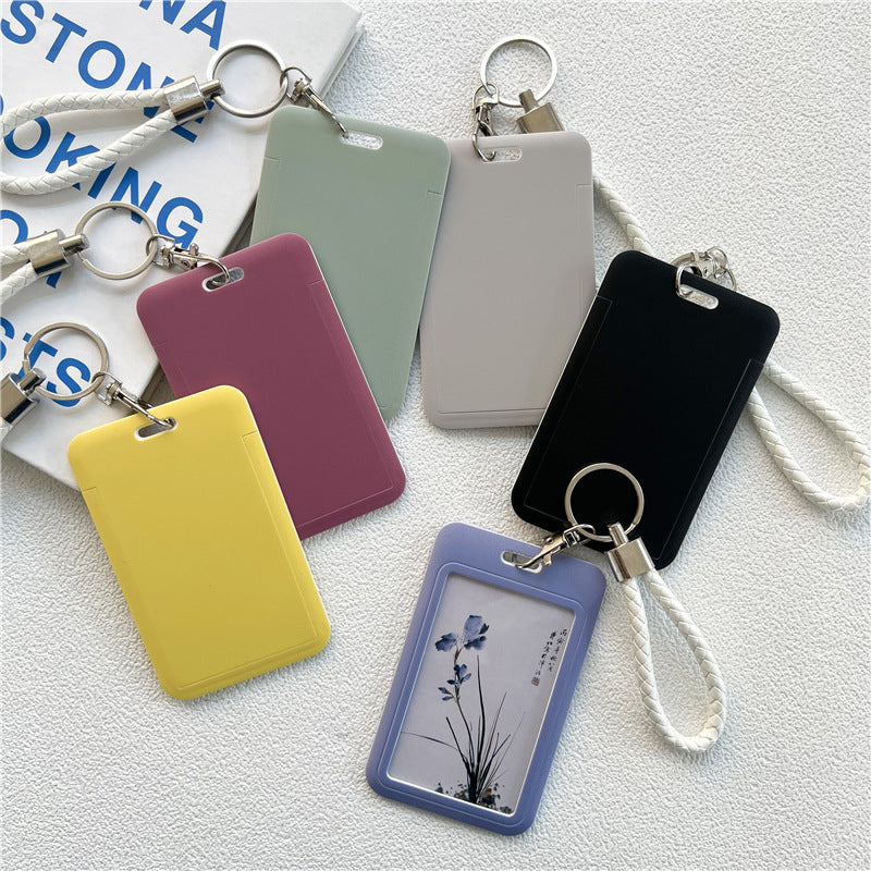 CowLost | handbags-solid-color-student-bus-id-card-protective-cover-keyring |11