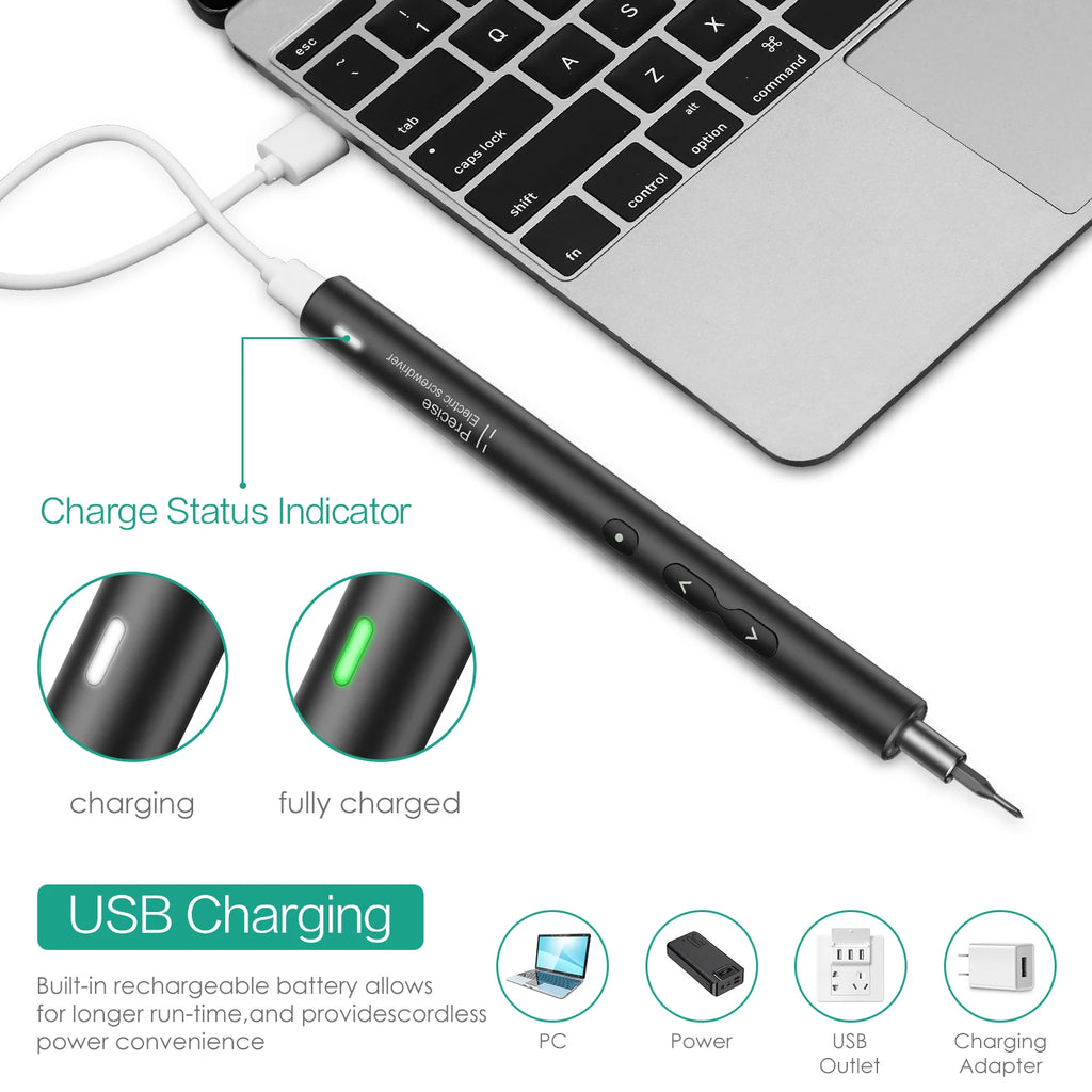 28-in-1 Cordless Electric Screwdriver Set Rechargeable Magnetic Bits for Phone Laptop Repair