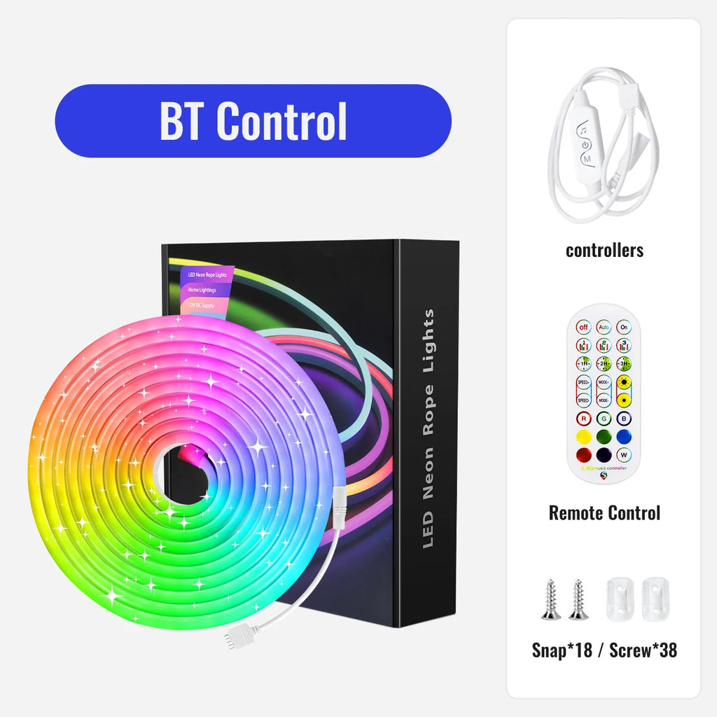 10M/5M 12V Neon RGB WIFI LED Strip Lights 108 LEDs/m Waterproof with Music Sync, Remote & App for Bedroom
