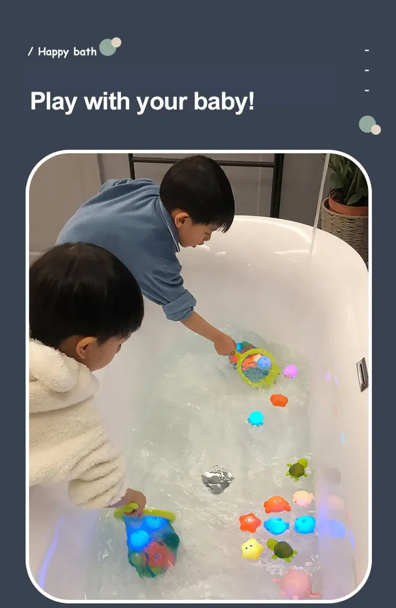 LED Light Up Floating Frog Bath Toy for Kids - Soft Rubber Swimming Toy