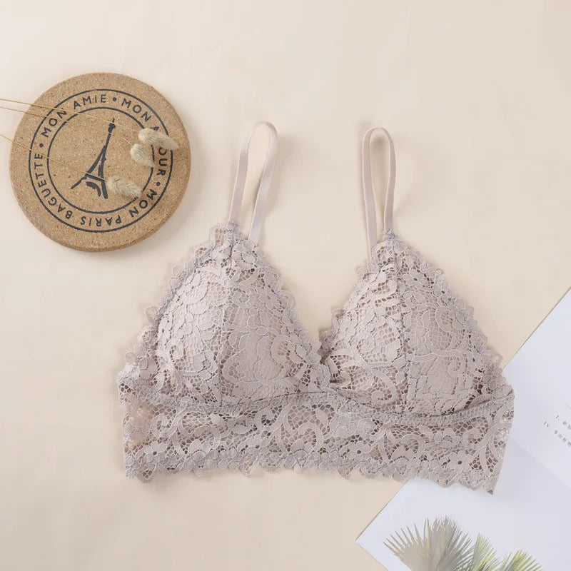 CowLost | product_id-floral-lace-v-neck-padded-non-wire-push-up-bralette-for-women |33