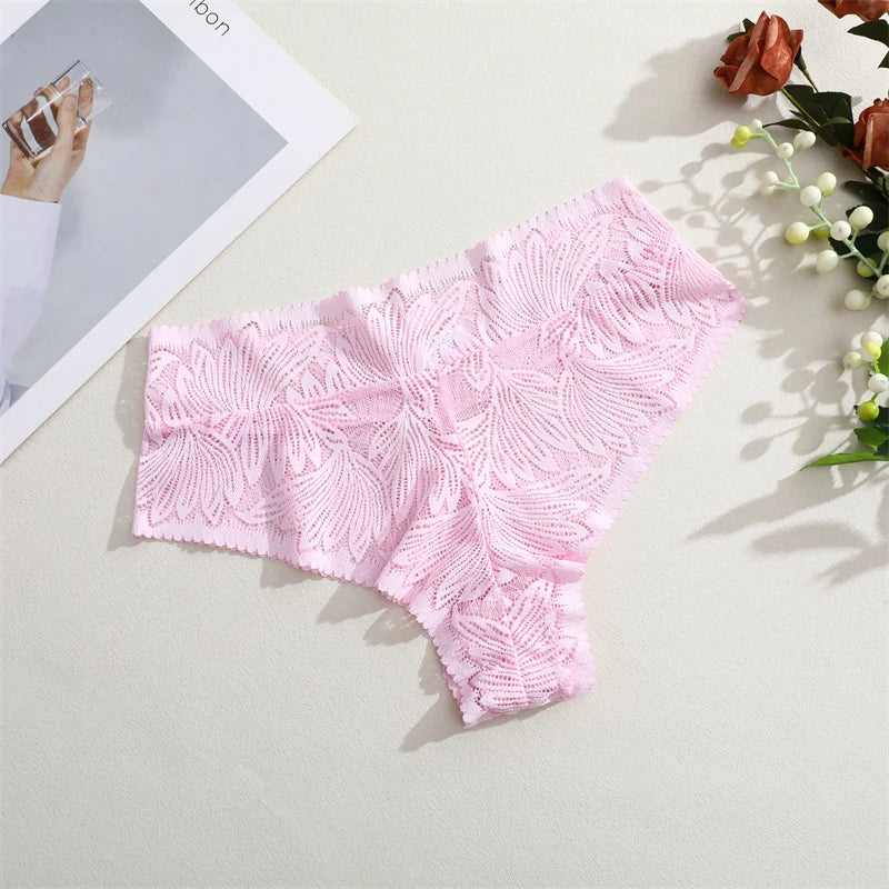 CowLost | activewear-pants-3pcs-lace-hollow-out-mid-waist-womens-briefs-set |13