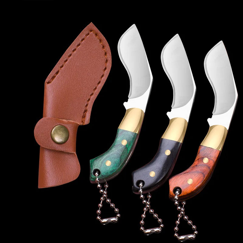 CowLost | activewear-pants-portable-mini-folding-knife-brass-color-wood-handle-stainless-steel-blade |14