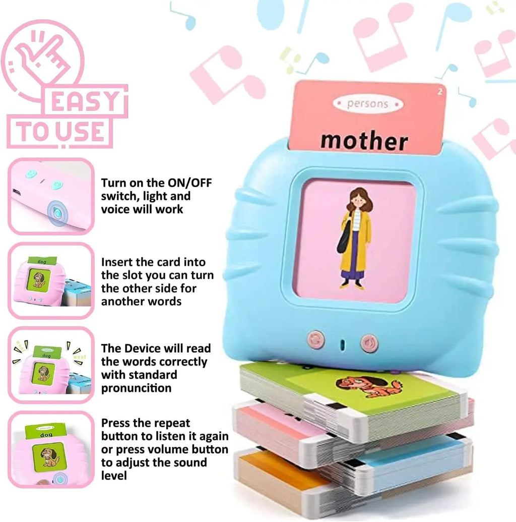 Talking Flashcards Learning Machine with Audio for Toddlers - English, Spanish, Italian, Arabic Educational Toy Gift