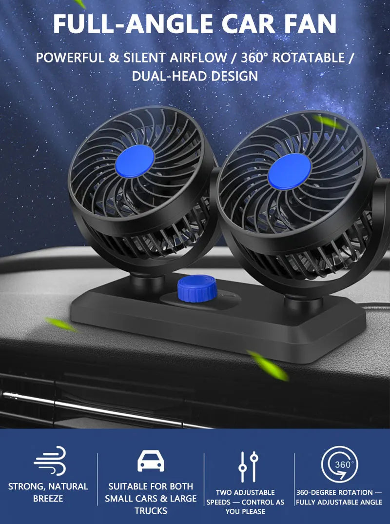 CowLost | product_id-dual-head-3-speed-adjustable-12v-24v-5v-portable-rotating-car-cooling-fan-for-suv-truck |7