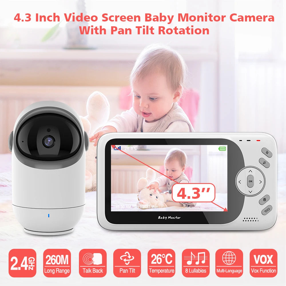CowLost | 4-3-inch-video-baby-monitor-with-pan-tilt-camera-2-4g-wireless-two-way-audio-night-vision-security-camera-babysitter-vb801 |7