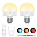 ORIA Rechargeable E26/E27 LED Bulb with Remote, 3 Color Temperatures & RGB for Bedroom/Living Room