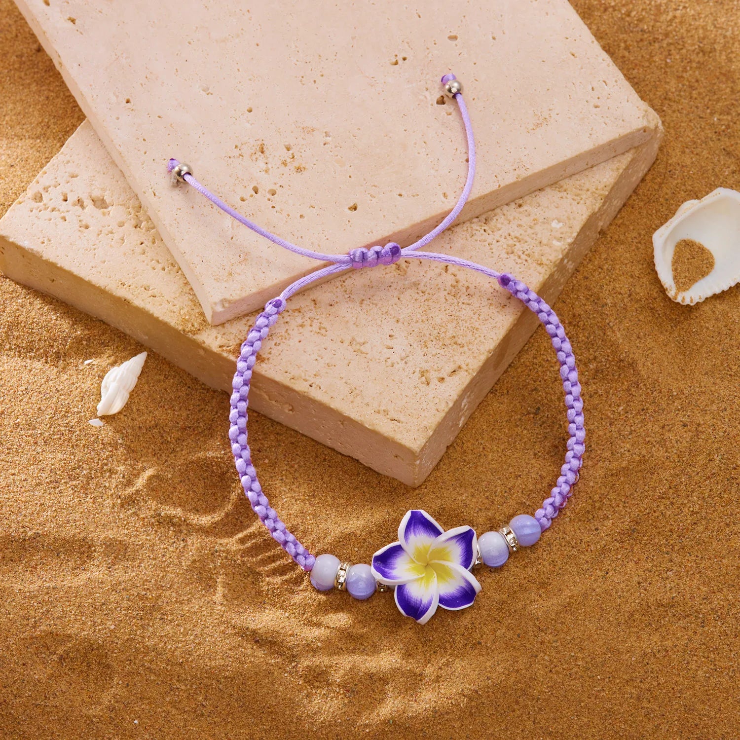 CowLost | bohemian-big-flower-charm-bracelets-for-women-pink-red-blue-green-flowers-soft-clay-pottery-beaded-bangles-girls-party-jewelry |9