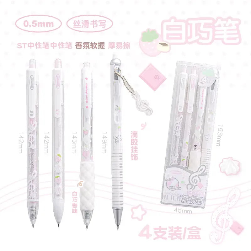 CowLost | product_id-2026-rosyposy-0-5mm-retractable-gel-pen-aesthetic-strawberry-music-notes-design-quick-dry-for-office-exam |20