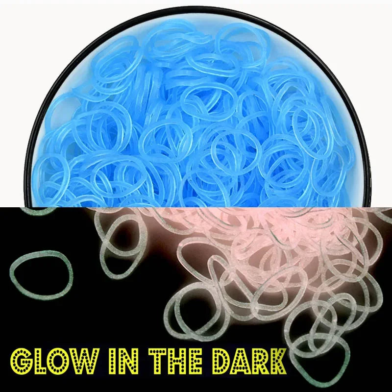 DIY Loom Band Bracelet Making Kit Transparent Fluorescent Colorful Rubber Bands Starter Set