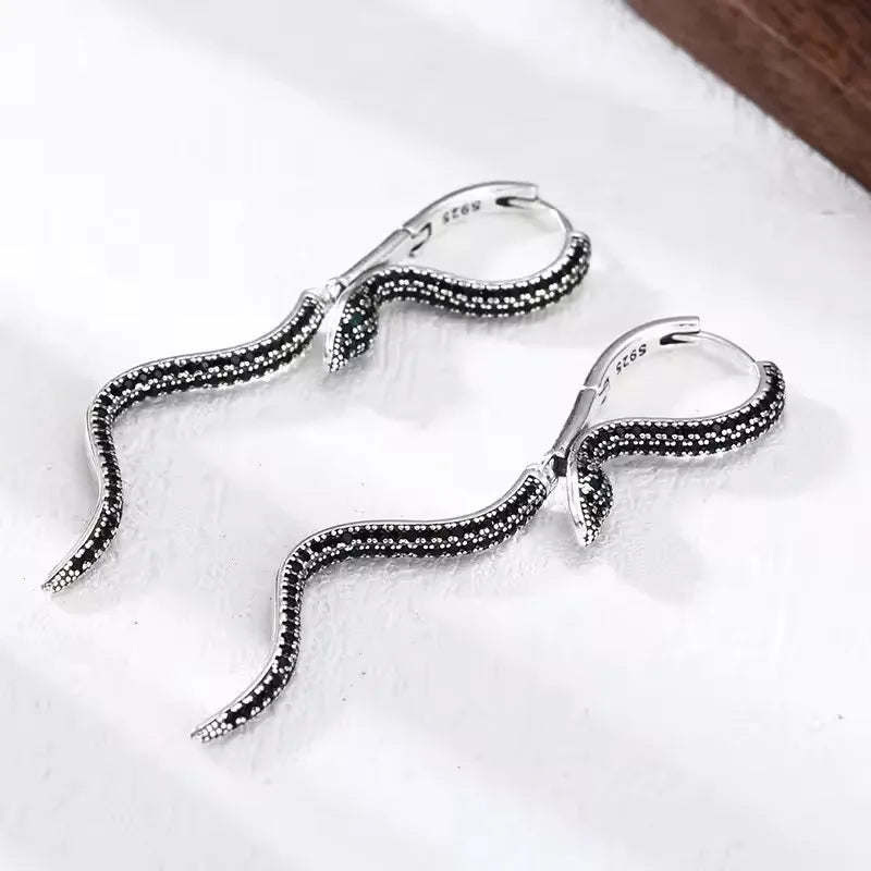 CowLost | business-card-cases-sam-panda-925-sterling-silver-vintage-square-snake-hoop-earrings-for-women |8