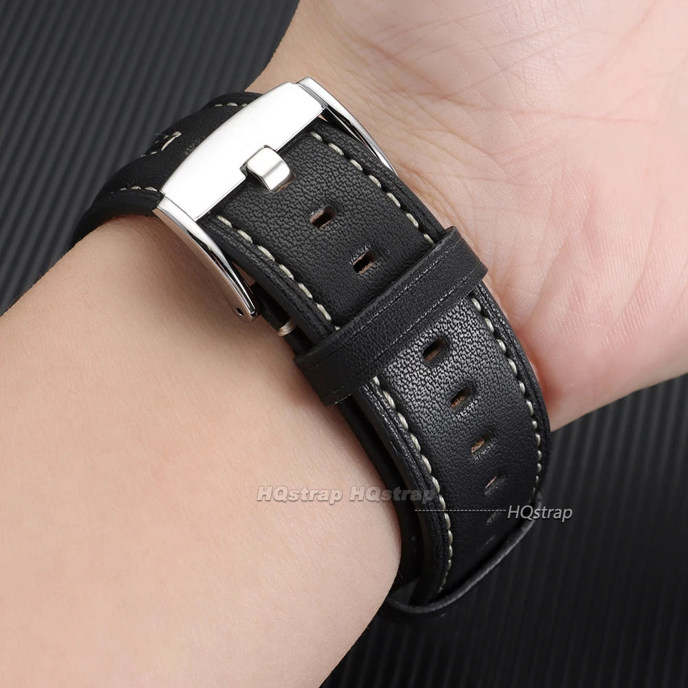 22mm Handmade Vintage Cowhide Leather Watch Band for Seiko Smartwatch Quick Release