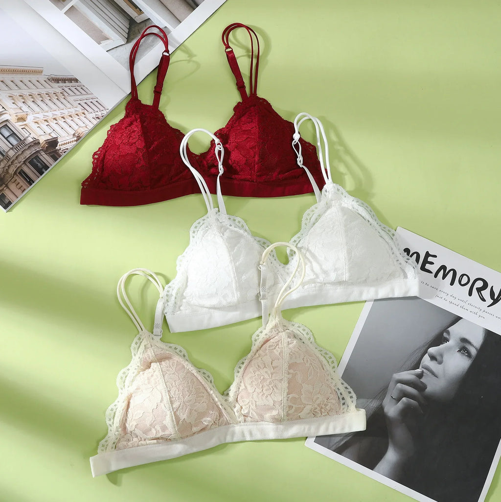 CowLost | lace-bralettes-women-push-up-bra-non-wire-padded-1-3-cup-solid-color-bra-feamle-sexy-lingerie-comfy-lace-underwear-intimates |4