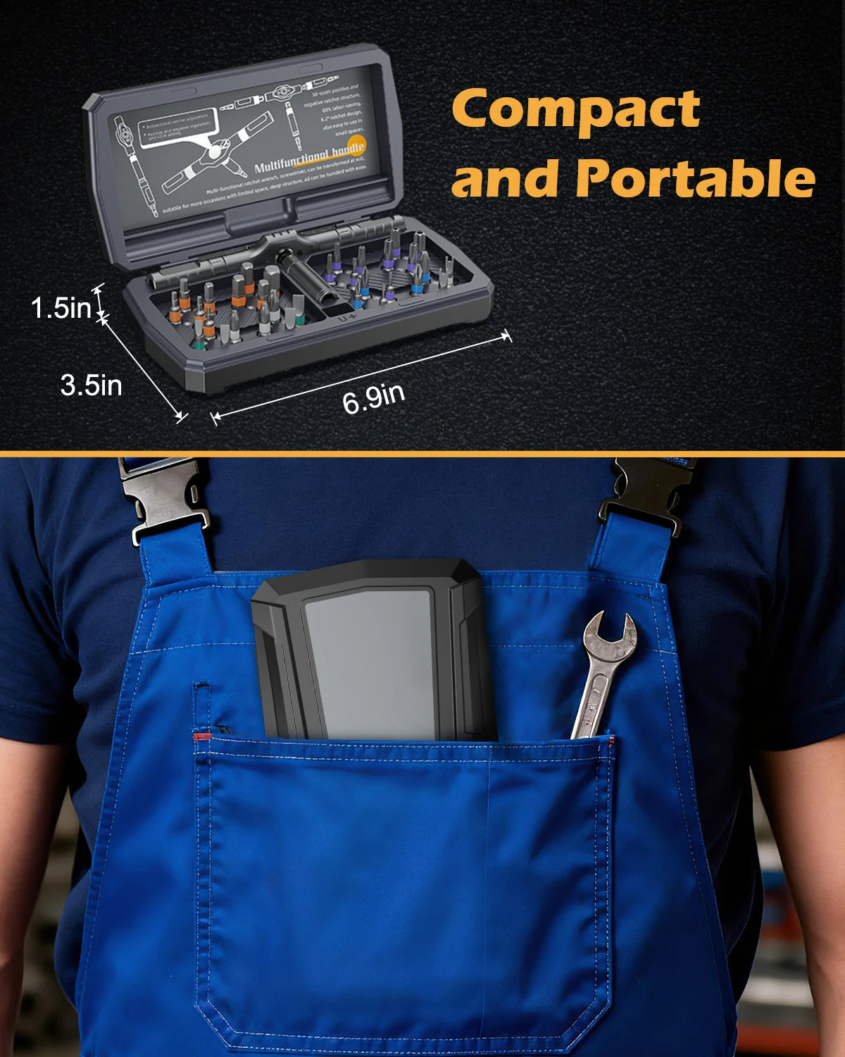34-in-1 Magnetic Ratchet Screwdriver Set with Detachable Handle for DIY Repair
