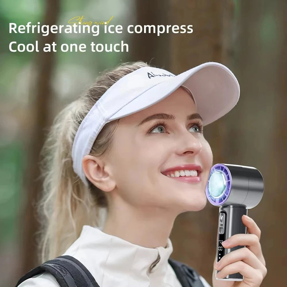 CowLost | homefish-new-semiconductor-refrigeration-high-speed-handheld-electric-fan-4000mah-usb-portable-rechargeable-outdoor-small-fan |6