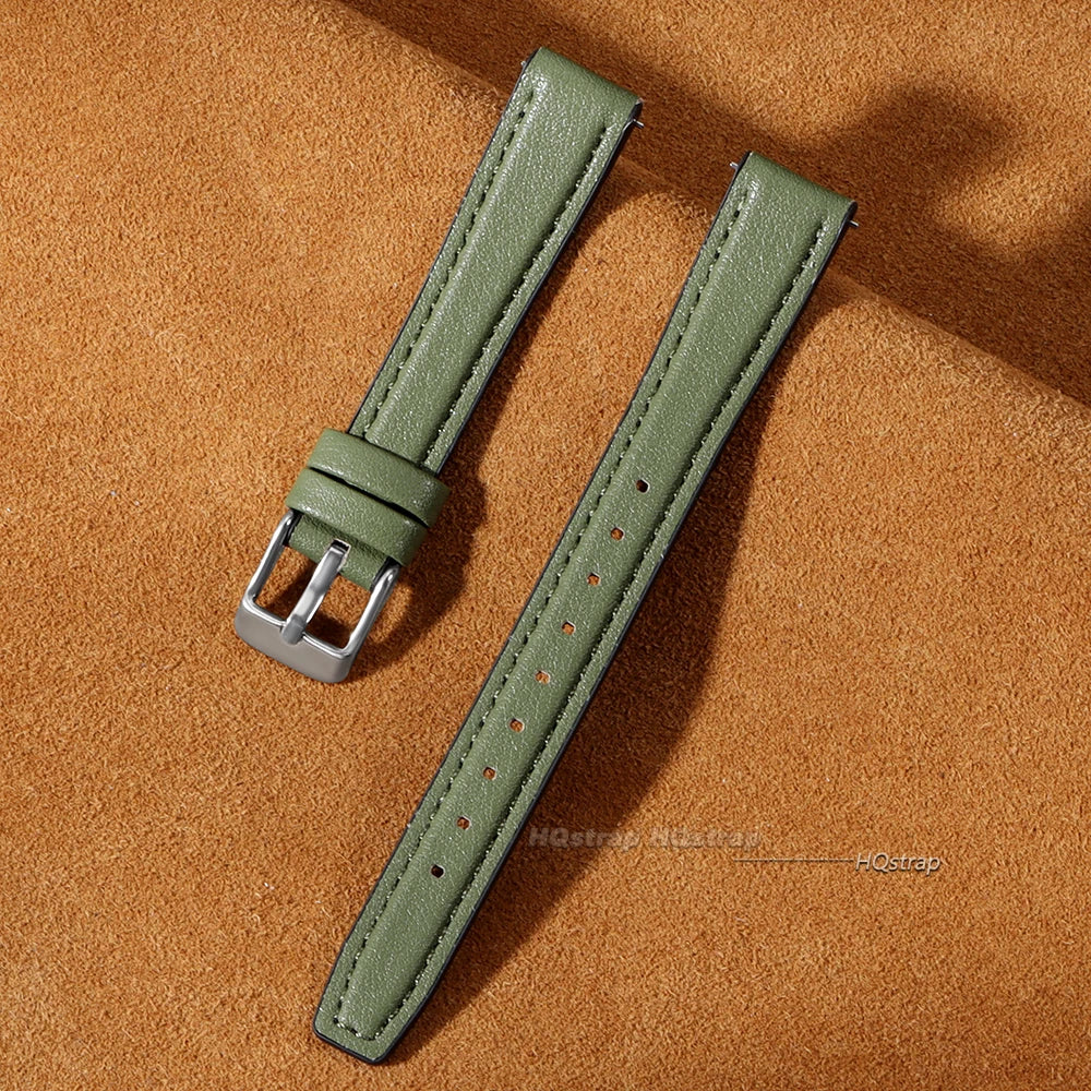 Ultra-thin Leather Silicone Watch Band 10-16mm Universal Quick Release Waterproof Wristband