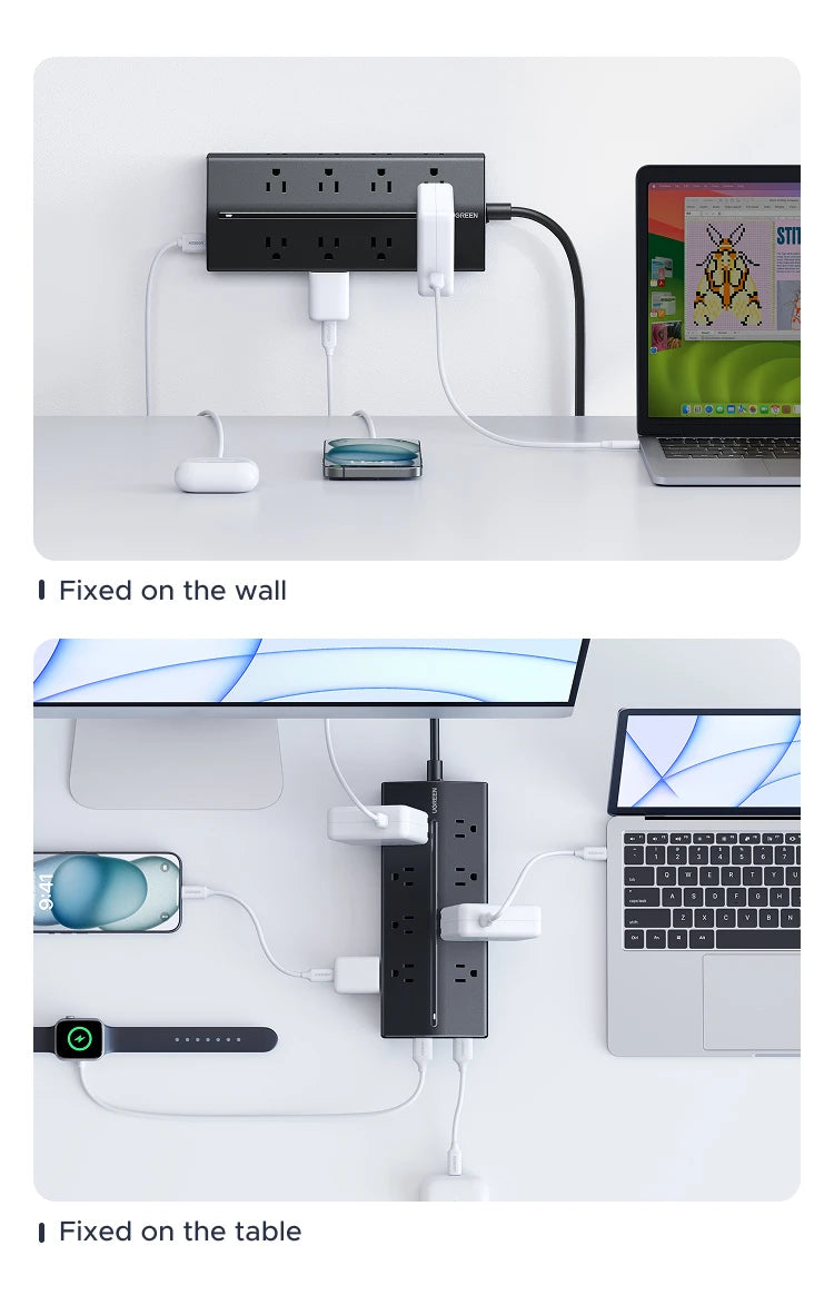 CowLost | ugreen-20w-power-strip-fast-charger-16-ac-outlets-1-usb-c-3-usb-a |15
