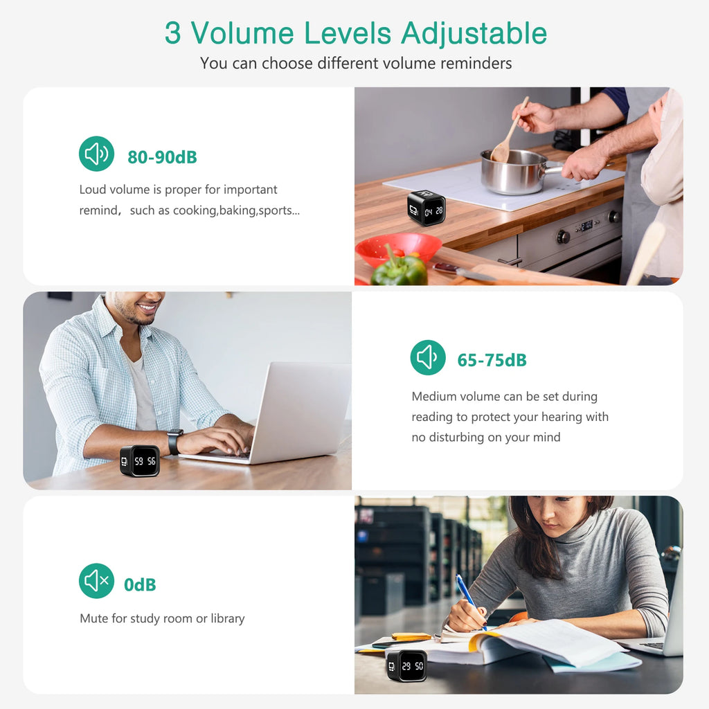 Cube Timer Custom Countdown Gravity Sensor for Tasks Work Study Kitchen
