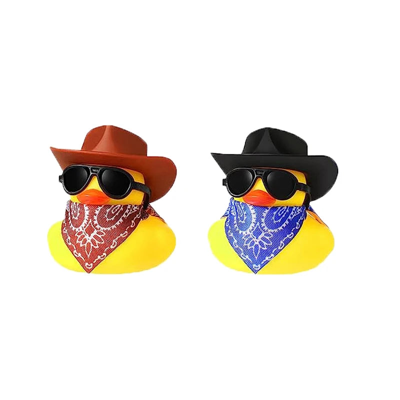 CowLost | 2-set-car-duck-mini-car-dashboard-yellow-rubber-duckies-toy-jeep-duck-party-favor-car-decoration-table-ornament-car-accessory |25