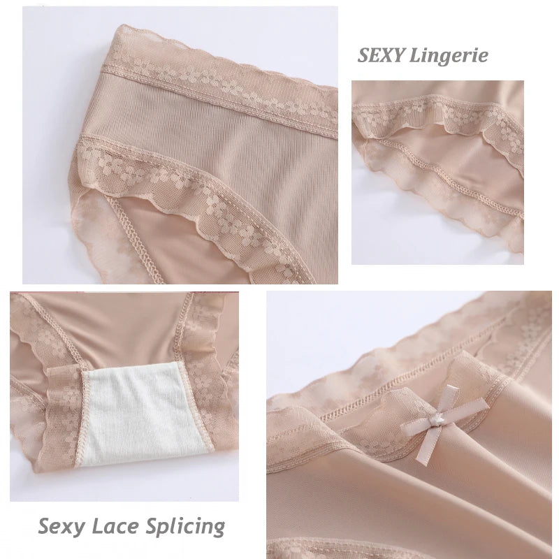 CowLost | activewear-pants-3pcs-seamless-ice-silk-lace-panties-set |4