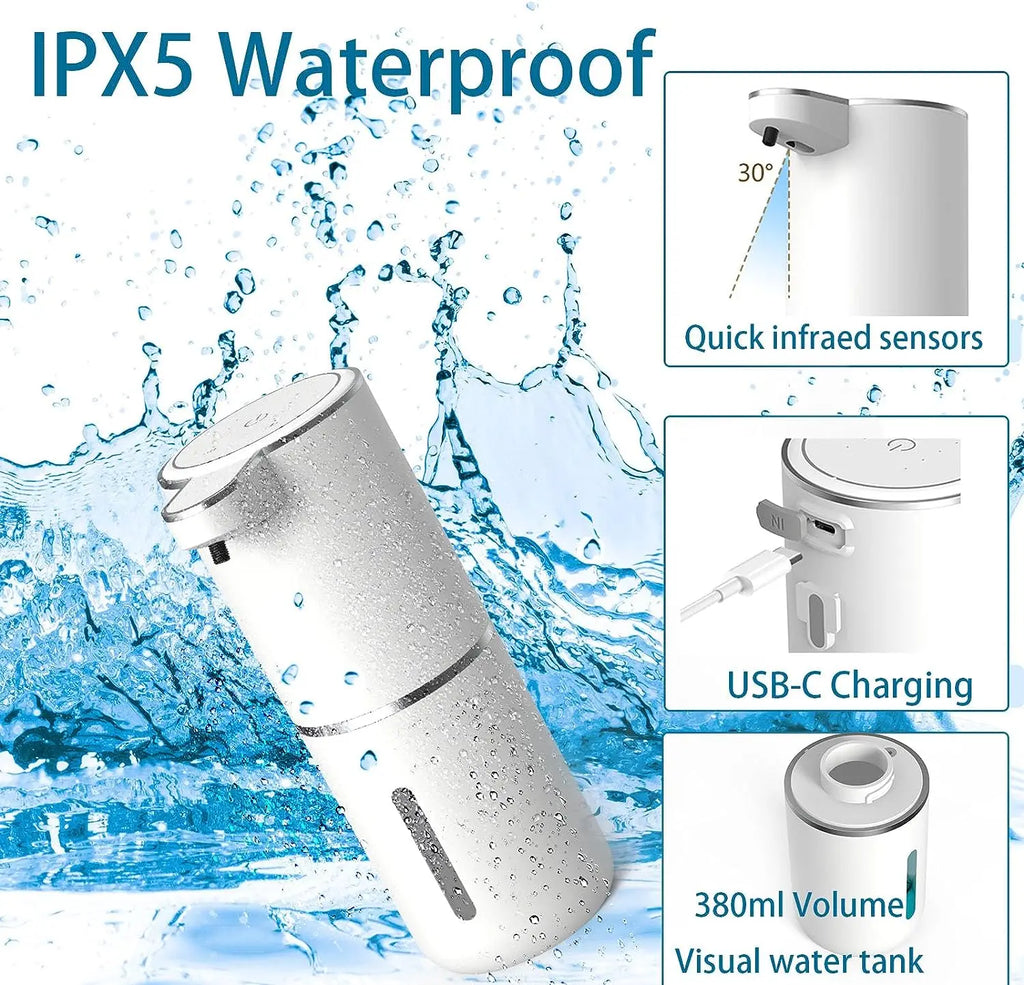 CowLost | product_id-homefish-380ml-touchless-usb-rechargeable-automatic-foaming-soap-dispenser-with-4-foam-levels |8