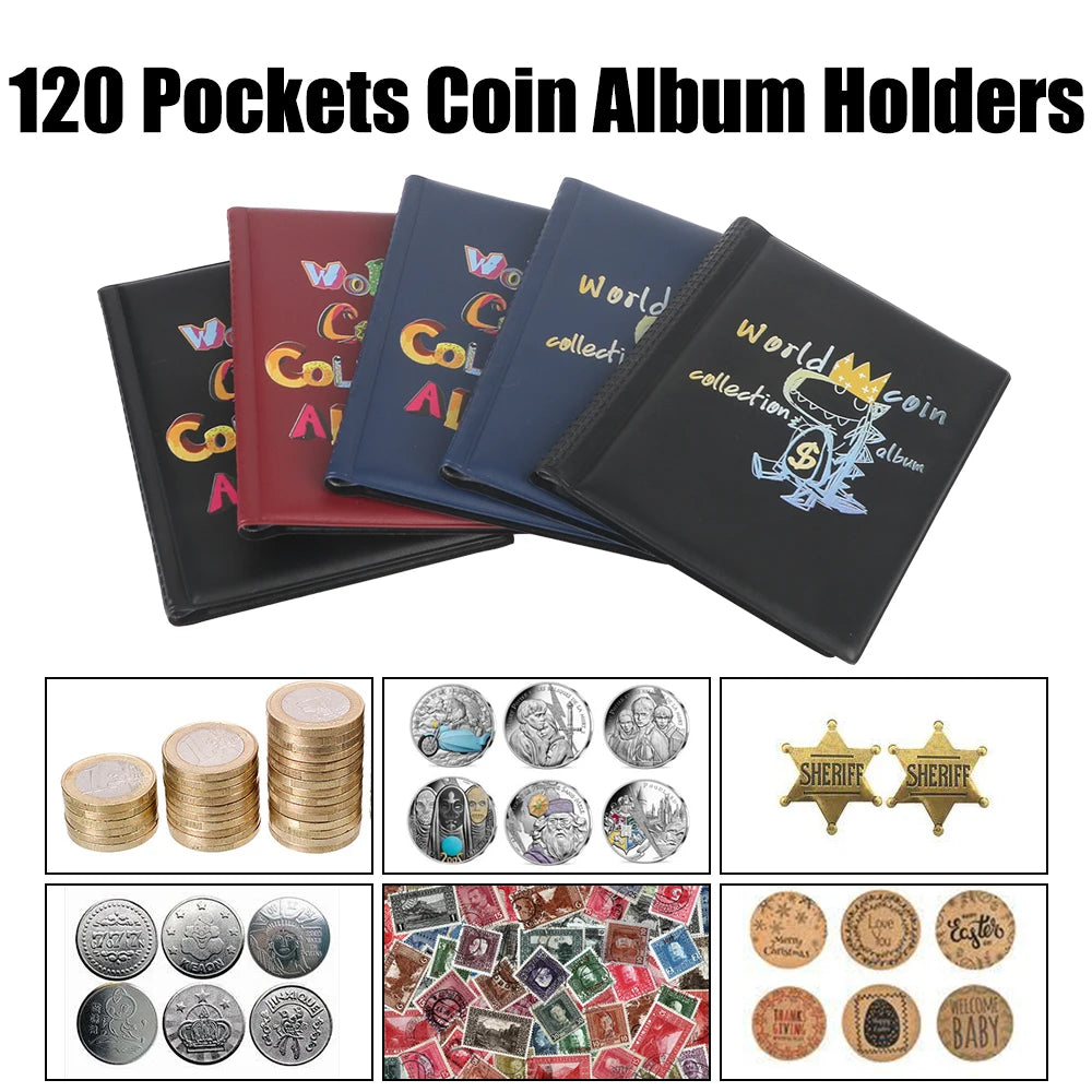 CowLost | mini-penny-coin-storage-bag-coin-album-book-120-pockets-coins-collector-collecting-money-organizer-coin-holder-albums |1