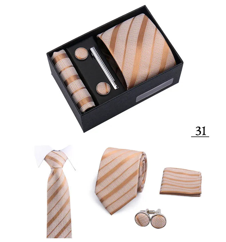 CowLost | tie-men-with-box-top-quality-business-ties-hanky-cufflink-set |3