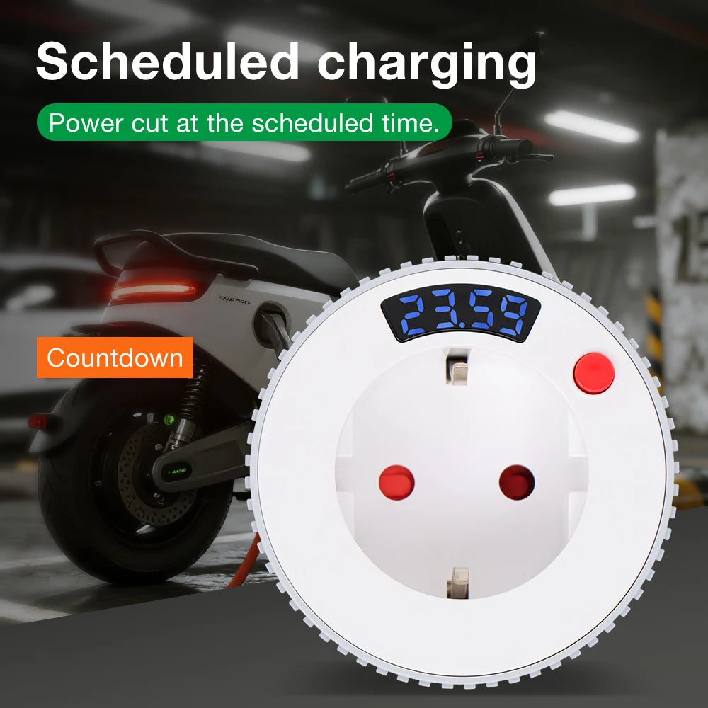 12/24H Countdown Timer Socket EU Plug 16A 230V Scheduled Charging Switch for Lighting