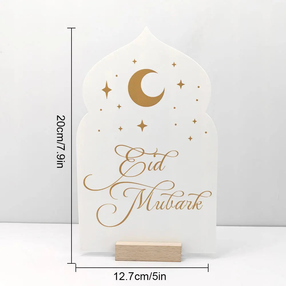 CowLost | acrylic-ramadan-kareem-decoration-wooden-base-eid-mubarak-ornament |3