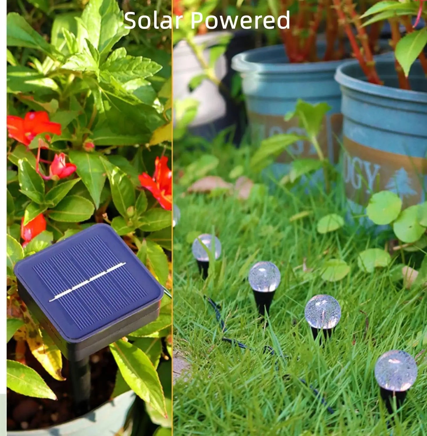 Solar Outdoor Fairy Lights Warm White LED Globe with 8 Modes Waterproof Stake Lamp for Yard Pathway