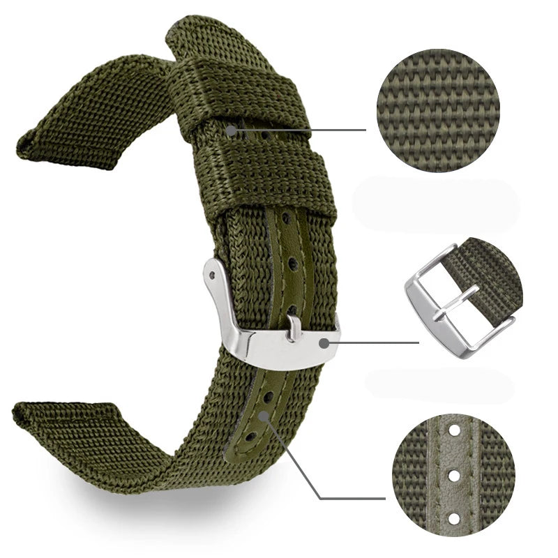 Universal Nylon Braided Replacement Watchband for Seiko & Rolex Men Women