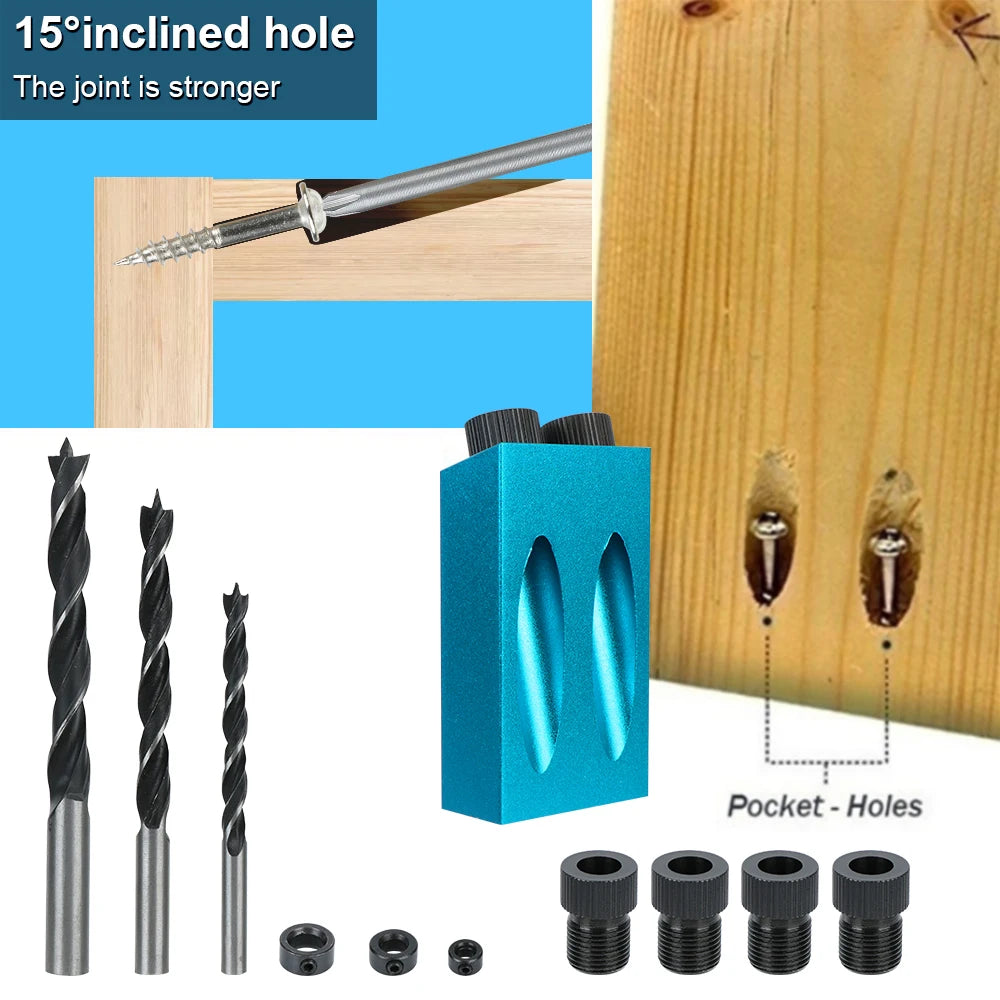 CowLost | product_id-15pcs-15-pocket-hole-jig-kit-with-drill-bit-and-locator-for-woodworking |9