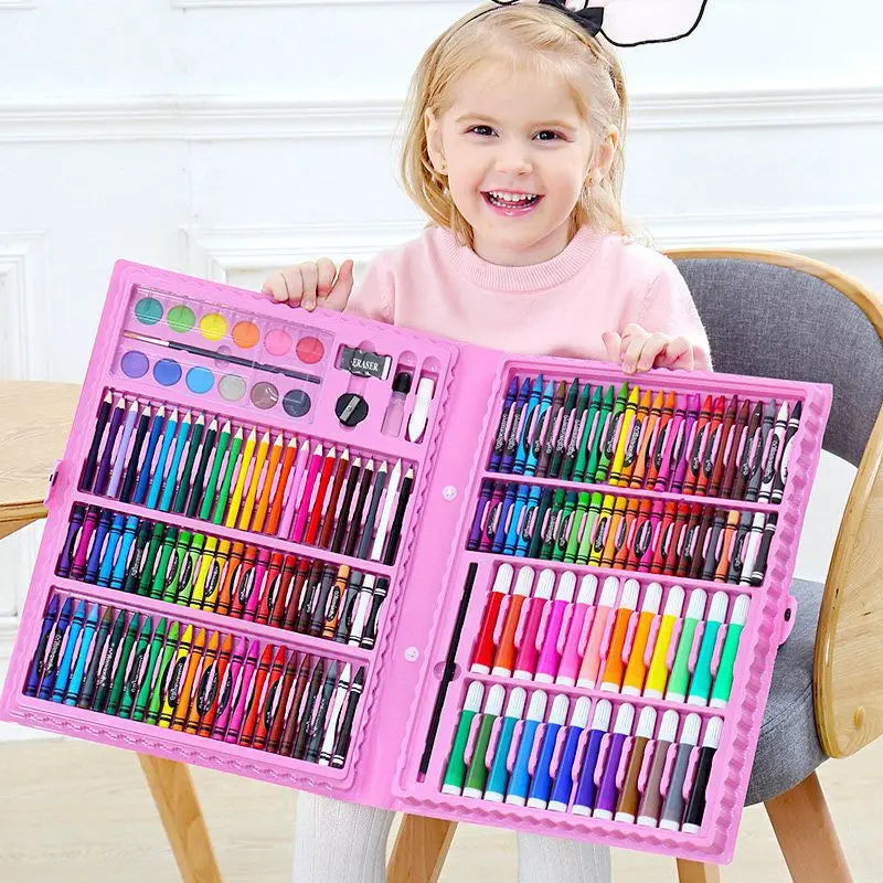 CowLost | product_id-42-208pcs-childrens-painting-brush-set-with-watercolor-pens-crayons-drawing-board-for-kids-art-supplies-gifts |1