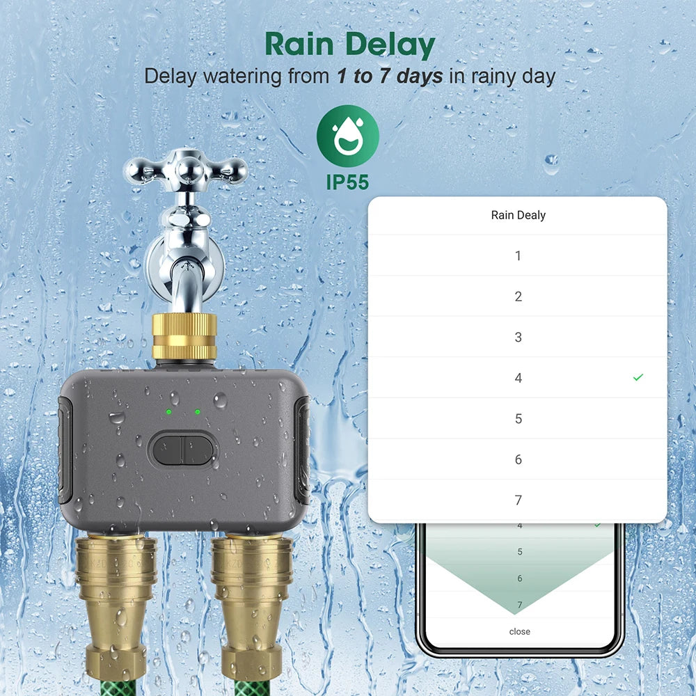 Tuya Smart Dual Water Timer Bluetooth Zigbee Outdoor Garden Irrigation Controller