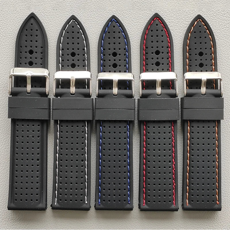 20mm 22mm 24mm Soft Silicone Waterproof Sport Watch Strap Replacement for Samsung Unisex