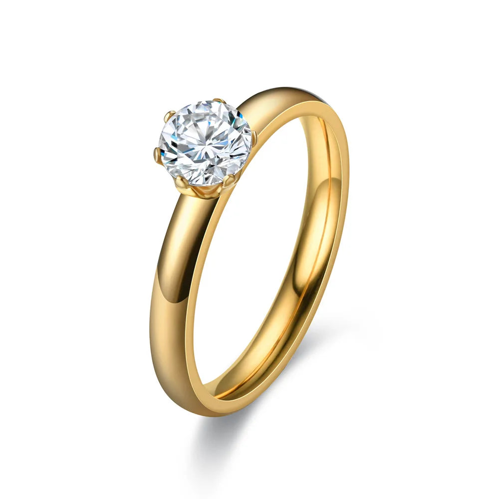 Stainless Steel Zircon Couple Engagement Rings for Men and Women Size 5-12 Valentine's Day Gift