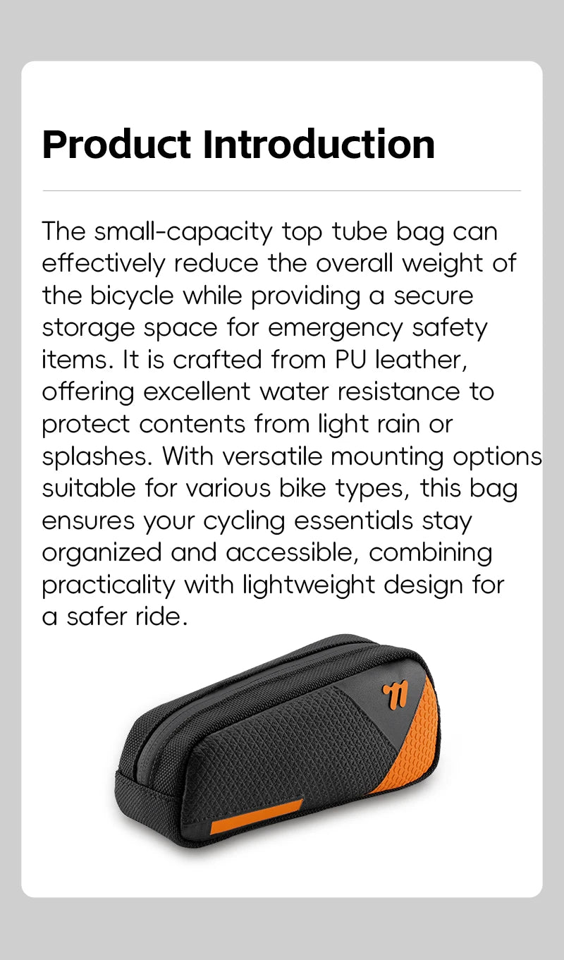 CowLost | west-biking-mini-bike-bag-0-6l-portable-bicycle-top-tube-bag-pu-waterproof-lightweight-triangle-bag-mtb-road-bike-accessories |8