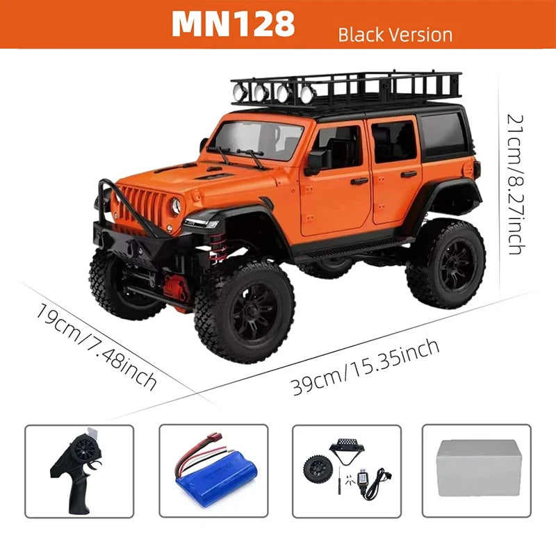 CowLost | fencing-barriers-mn128-1-12-4wd-rc-jeep-model-2-4g-remote-control-led-light-off-road-climbing-truck-electric-toy-car-gift-for-boy |16