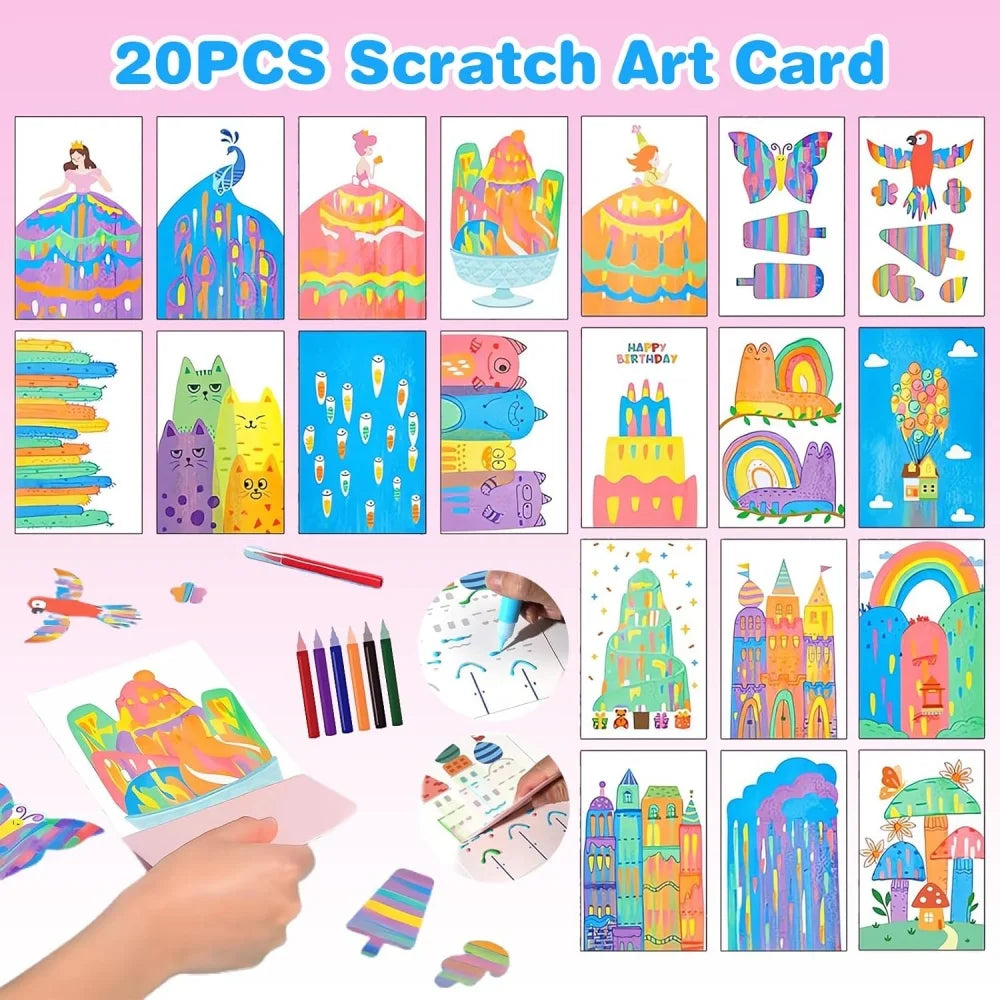 CowLost | color-mixing-tools-product_id-rainbow-magic-scratch-art-set-with-20-sheets-7-color-tools-stickers-creative-christmas-gift |13