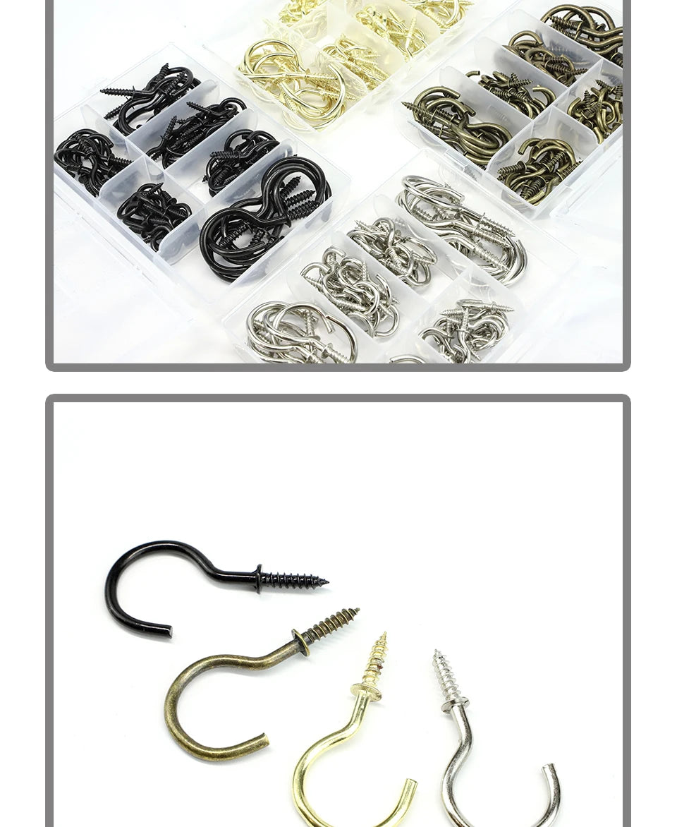 CowLost | nindejin-66pcs-heavy-duty-screw-hooks-kit-carbon-steel |13