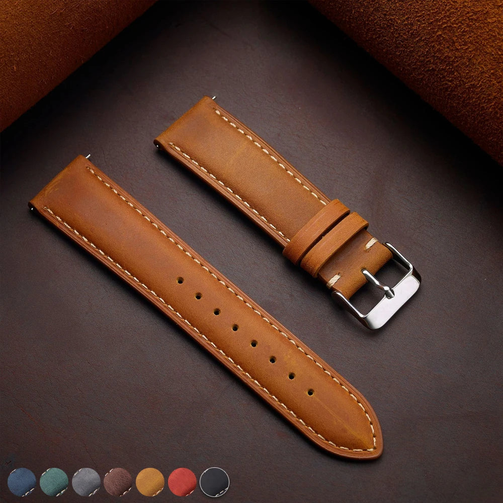 CowLost | product_id-hqstrap-genuine-cowhide-leather-watch-band-18-24mm-handmade-retro-strap-with-metal-buckle-quick-release-for-men-and-women |1