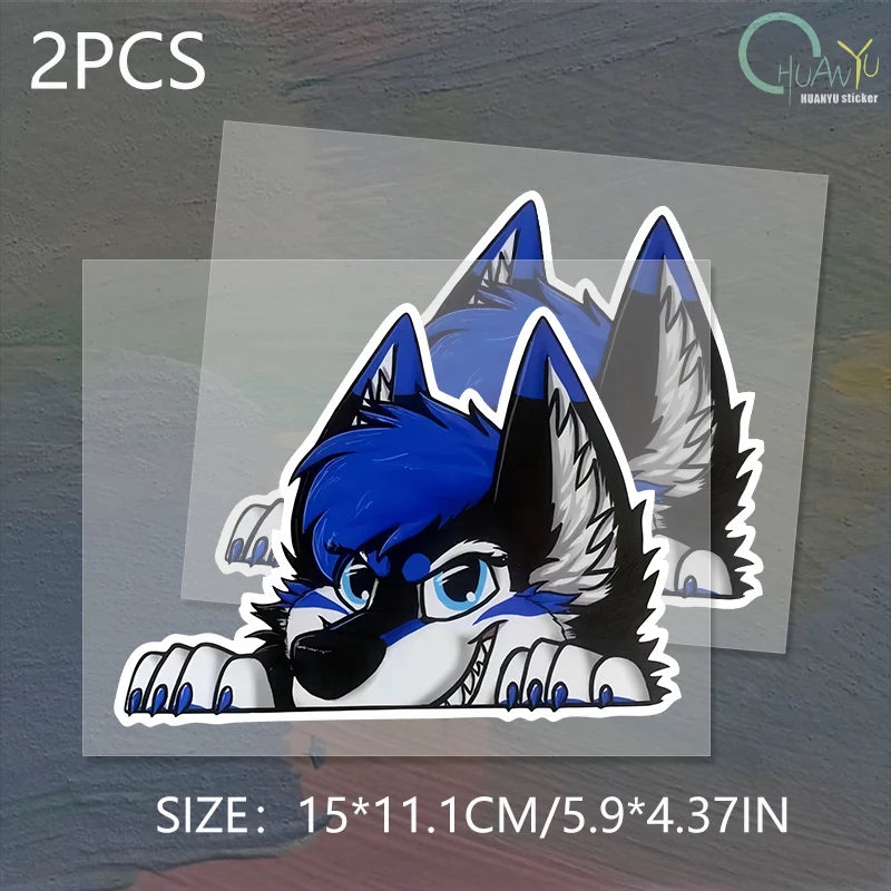 CowLost | peering-at-wolf-head-creative-stickers-vinyl-pvc |10