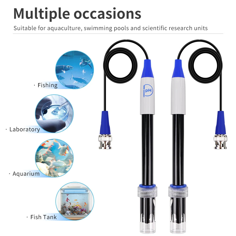 PH Electrode Probe BNC Connector ORP Replacement Sensor IP65 Glass Composite for Lab Aquarium