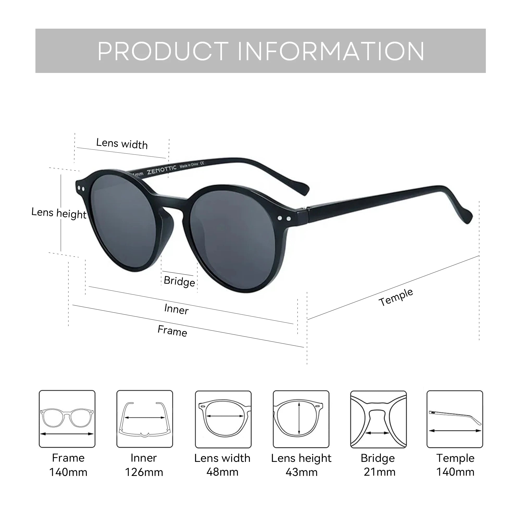 CowLost | zenottic-s-size-retro-circular-polarized-sunglasses |4