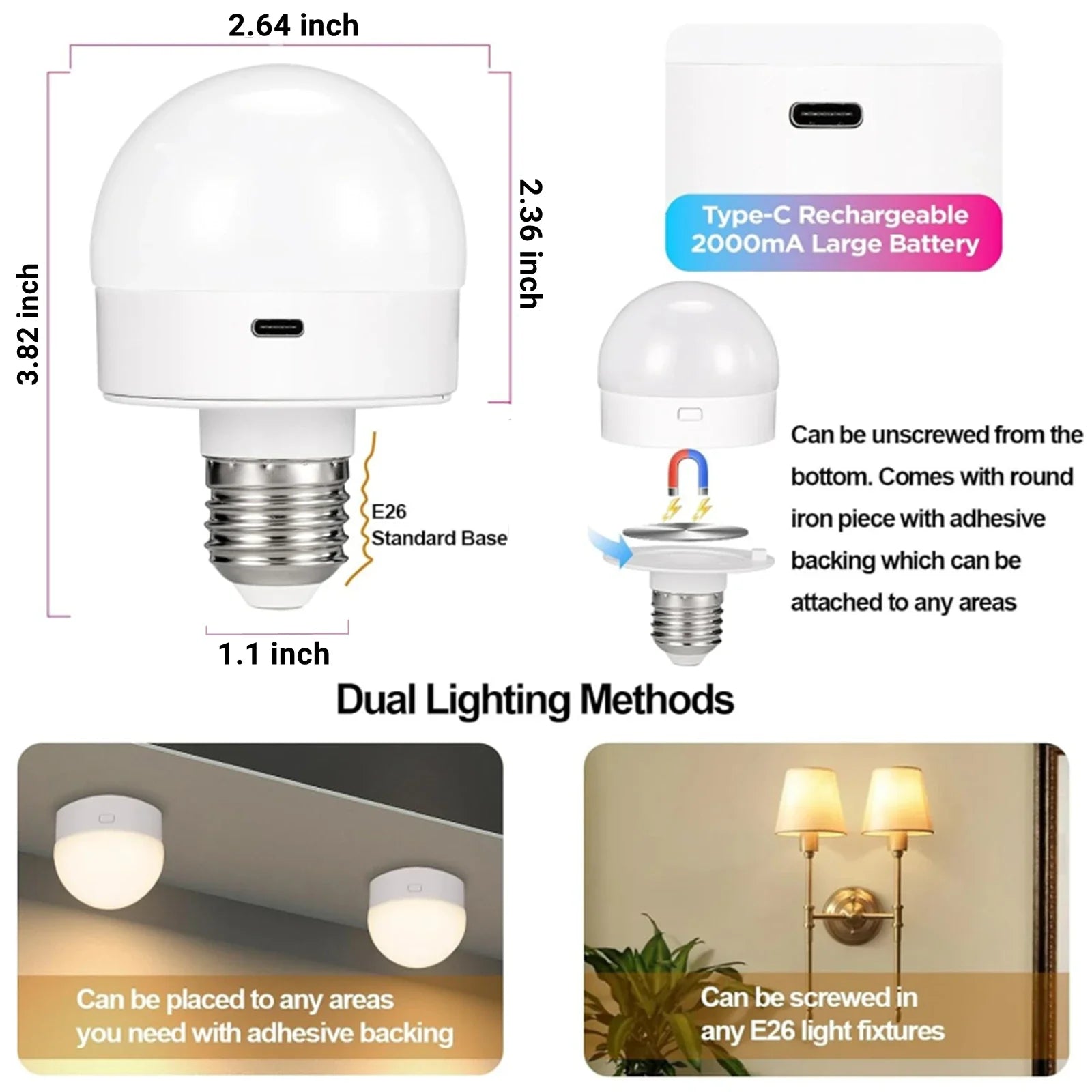 CowLost | product_id-ggbingo-rechargeable-e27-led-bulb-with-remote-3-color-temps-dimmable-timer-battery-powered |9