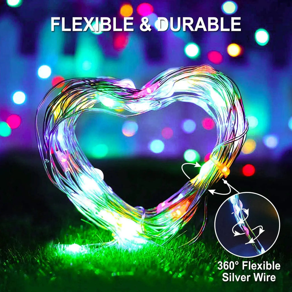 Solar Outdoor Fairy String Lights, 50-300 LED Copper Silver Wire, Waterproof, 8 Modes for Christmas & Wedding