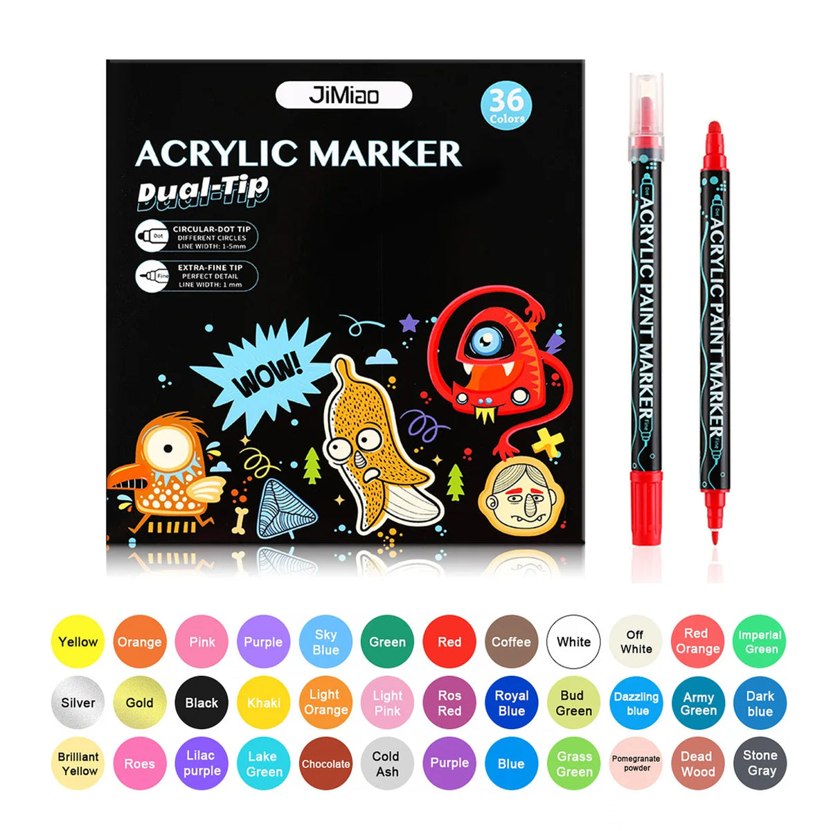 CowLost | markers-product_id-12-36-colors-dual-tip-acrylic-paint-markers-permanent-ink-art-pens-portable-coloring-set |18