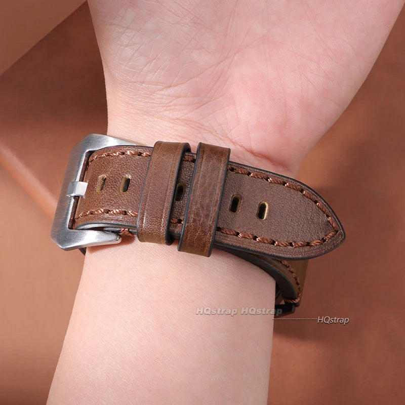 CowLost | watch-bands-product_id-vintage-oil-wax-leather-watch-band-20mm-24mm-handmade-cowhide-strap-for-smartwatch-panerai |5