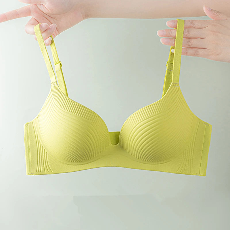 CowLost | shell-markless-underwear-for-women-with-large-breasts-showing-small-breasts-gathered-comfort-solid-color-bra-without-steel-rings |1