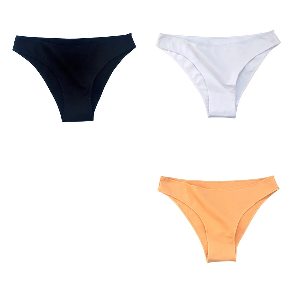 CowLost | product_id-3pcs-womens-soft-cotton-low-rise-high-cut-briefs-underwear |25